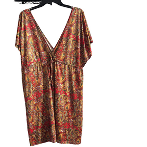 Colorful Paisley V-Neck Dress